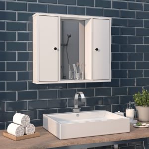 ארון מראה למקלחת דגם נייס לבן מט